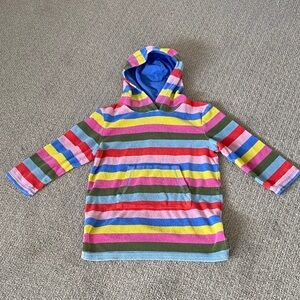 Mini Boden Size 6-7 Rainbow Striped Hooded Swim Coverup - Multicolor